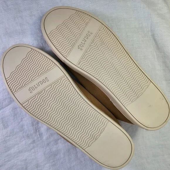 NEAR MINT! Soludos The Ibiza Classic Suede Sneaker 8.5 Camel Beige - Picture 7 of 11